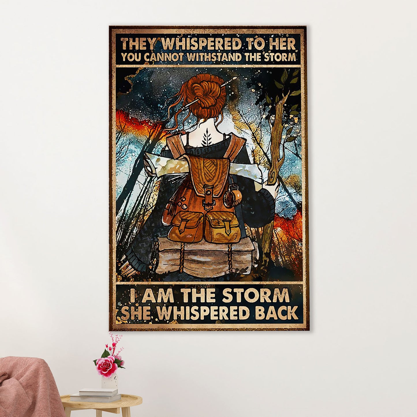 Hiking Poster Prints | Girl Hiking | Wall Art Gift for Hiker