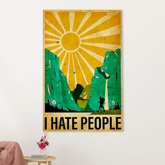 Hiking Canvas Wall Art Prints | I Hate People | Home Décor Gift for Hiker