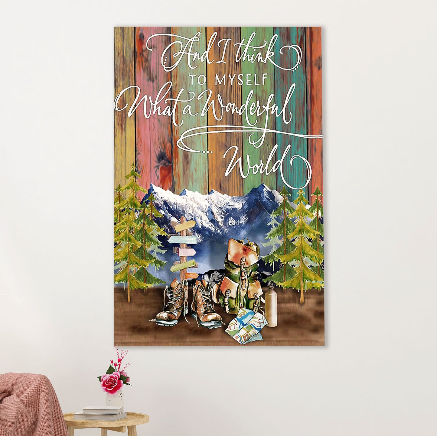 Hiking Poster Prints | What A Wonderful World | Wall Art Gift for Hiker