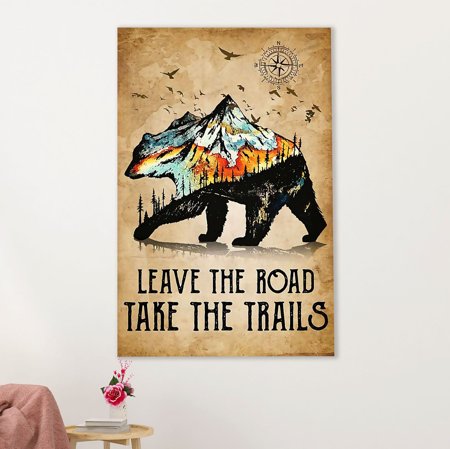 Hiking Canvas Wall Art Prints | Leave The Road, Take The Trails | Home Décor Gift for Hiker