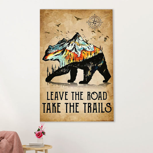 Hiking Canvas Wall Art Prints | Leave The Road, Take The Trails | Home Décor Gift for Hiker