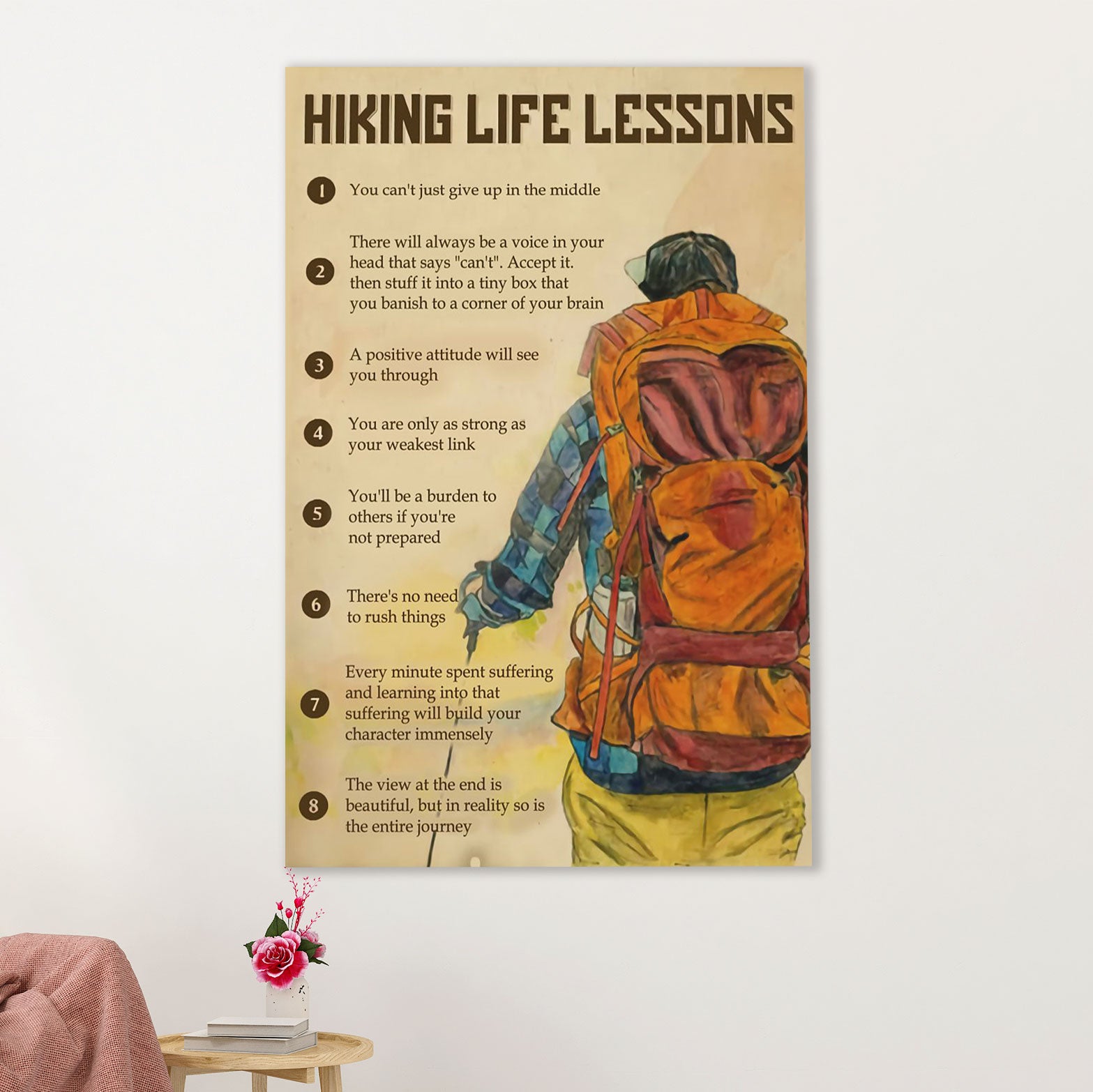 Hiking Poster Prints | Hiking Life Lessons | Wall Art Gift for Hiker