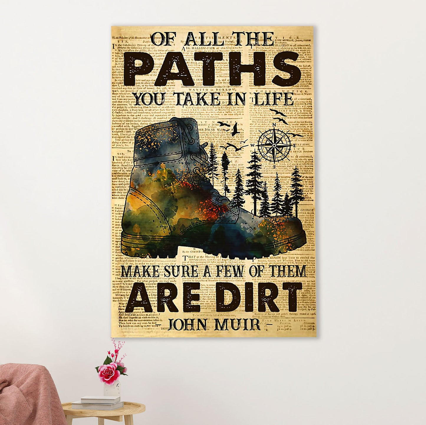 Hiking Poster Prints | All The Paths You Take In Life | Wall Art Gift for Hiker