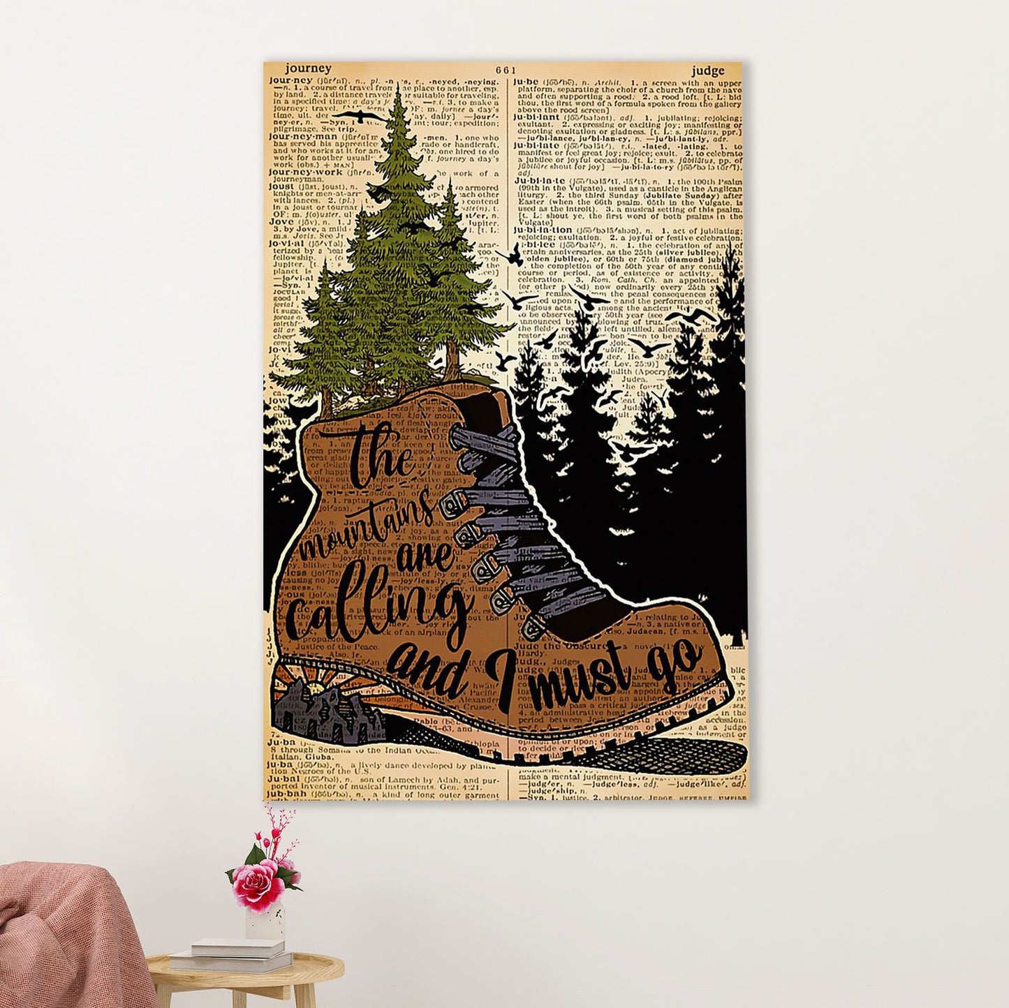 Hiking Poster Prints | Mountains Are Calling | Wall Art Gift for Hiker