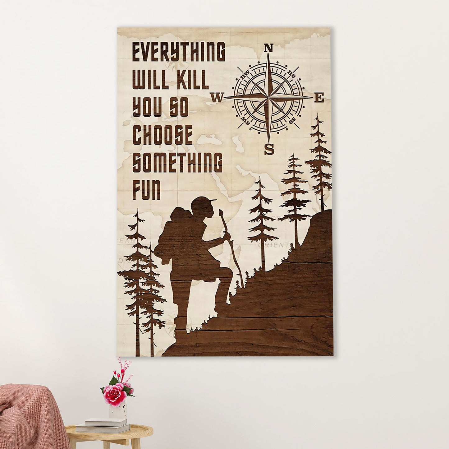 Hiking Poster Prints | Choose Something Fun | Wall Art Gift for Hiker