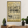 Farming Poster Prints | Farming Rules | Wall Art Gift for Farmer