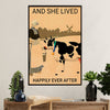 Farming Canvas Wall Art Prints | Cow Cattle - She Lived Happily | Home Décor Gift for Farmer