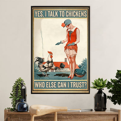 Farming Poster Prints | Lady Talks To Chickens | Wall Art Gift for Farmer