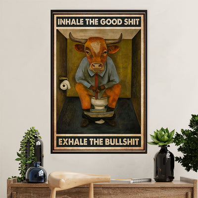 Farming Canvas Wall Art Prints | Funny - Inhale Good Shit, Exhale Bullshit | Home Décor Gift for Farmer