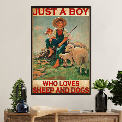 Farming Poster Prints | Boy Loves Sheep & Dogs | Wall Art Gift for Farmer