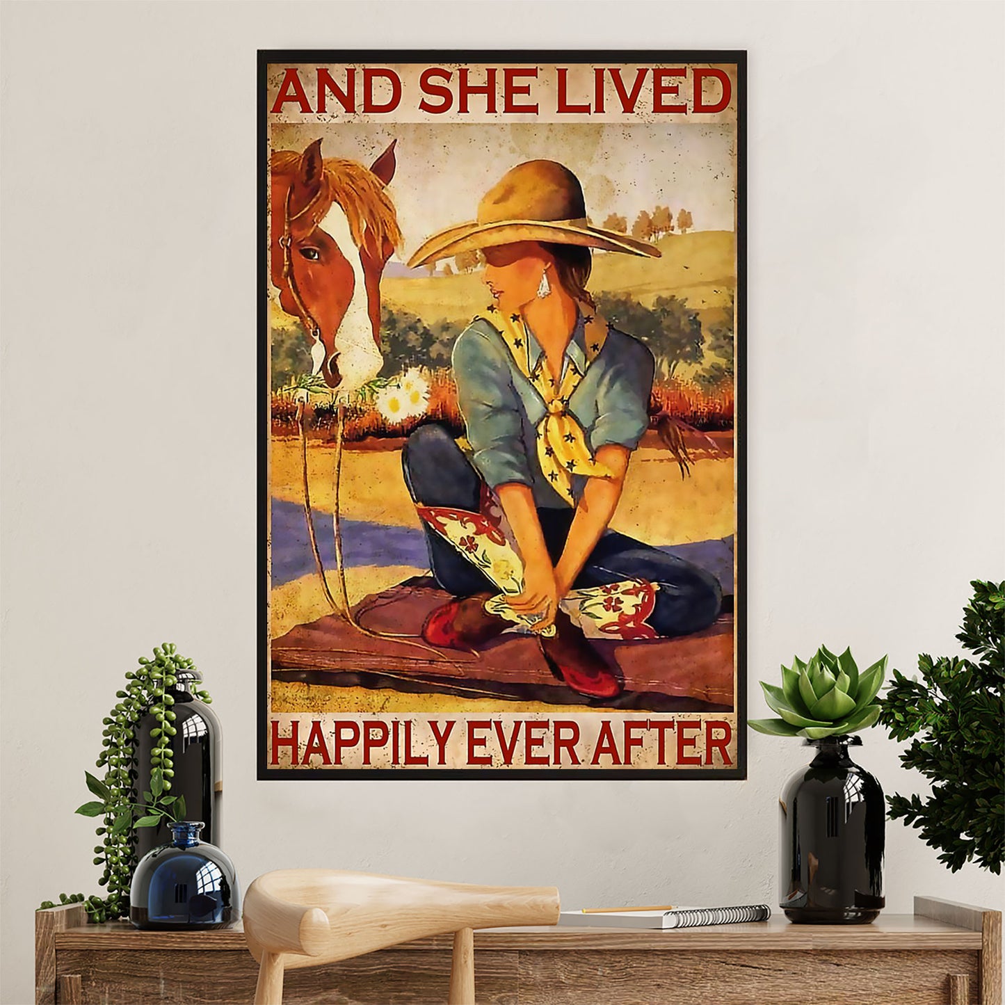 Farming Poster Prints | Horse - She Lived Happily | Wall Art Gift for Farmer