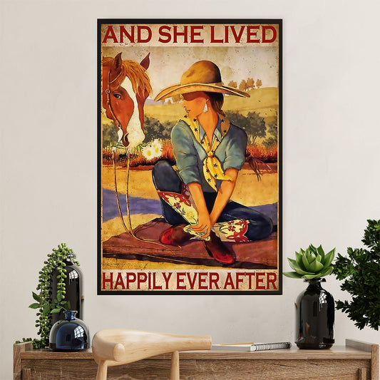 Farming Poster Prints | Horse - She Lived Happily | Wall Art Gift for Farmer