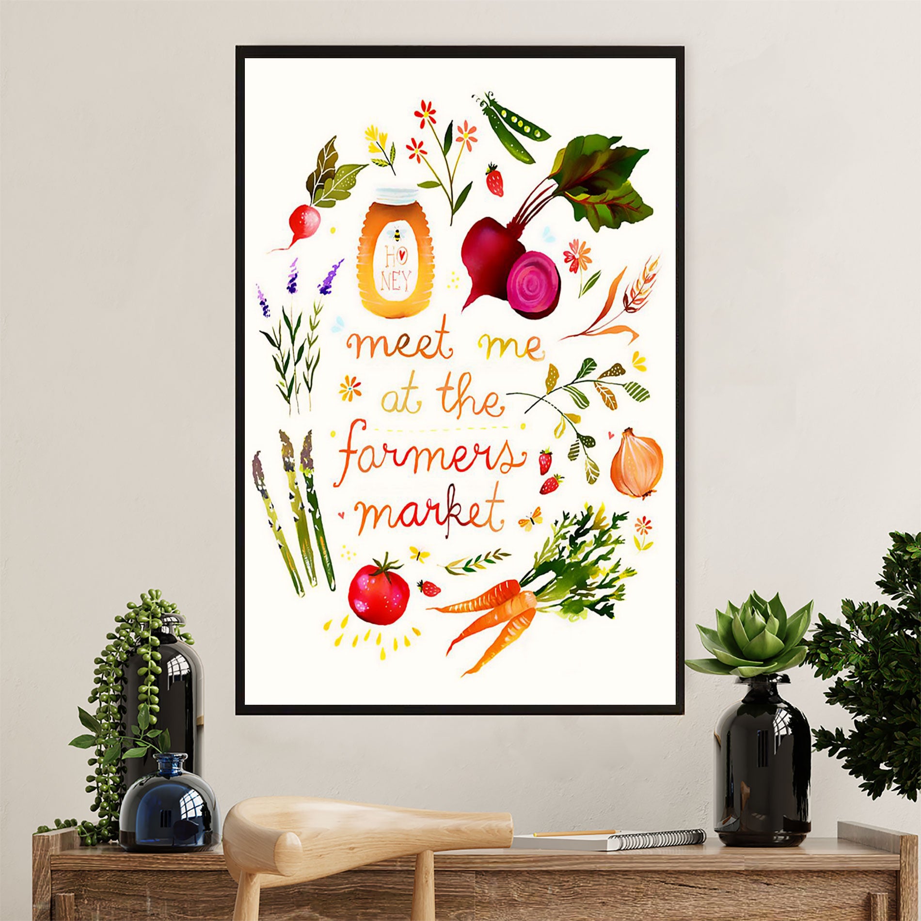 Farming Canvas Wall Art Prints | Meet Me at The Farmers Market | Home Décor Gift for Farmer