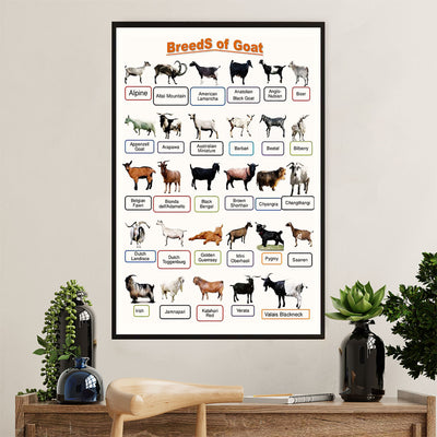 Farming Canvas Wall Art Prints | Breeds of Goat | Home Décor Gift for Farmer