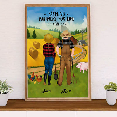 Farming Canvas Wall Art Prints | Personalized Name Couple Farming Partners | Home Décor Gift for Farmer