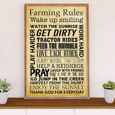 Farming Canvas Wall Art Prints | Farming Rules | Home Décor Gift for Farmer