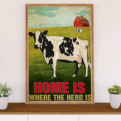 Farming Poster Prints | Netherlands Cow Cattle | Wall Art Gift for Farmer