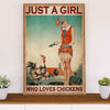 Farming Canvas Wall Art Prints | Girl Loves Chickens | Home Décor Gift for Farmer