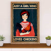 Farming Poster Prints | Girl Loves Chickens | Wall Art Gift for Farmer
