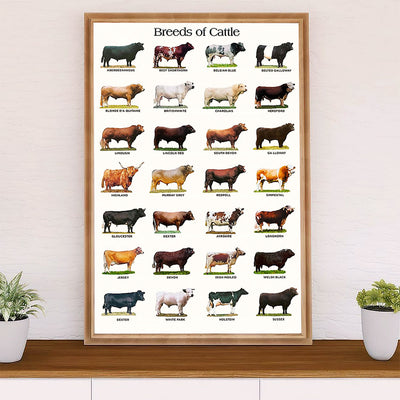 Farming Poster Prints | Breeds of Cattle | Wall Art Gift for Farmer