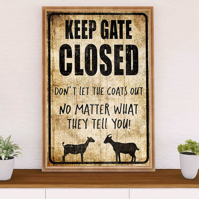 Farming Poster Prints | Keep Gate Closed | Wall Art Gift for Farmer