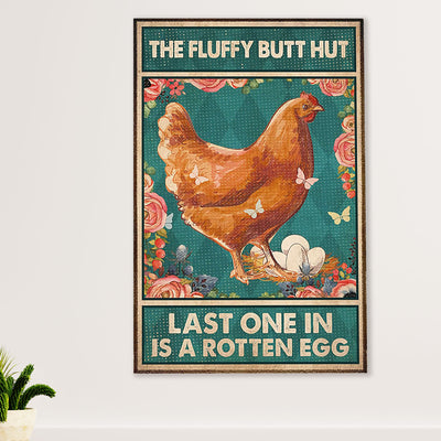 Farming Canvas Wall Art Prints | Fluffy Butt Chicken | Home Décor Gift for Farmer
