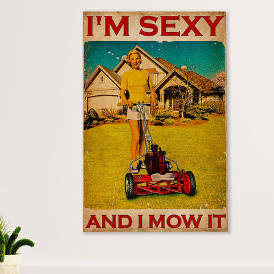 Farming Canvas Wall Art Prints | I'm Sexy & I Mow It | Home Décor Gift for Farmer