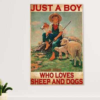 Farming Poster Prints | Boy Loves Sheep & Dogs | Wall Art Gift for Farmer