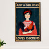 Farming Poster Prints | Girl Loves Chickens | Wall Art Gift for Farmer