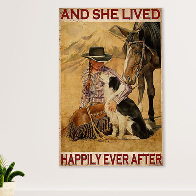 Farming Canvas Wall Art Prints | She Lived Happily | Home Décor Gift for Farmer