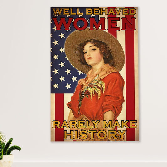 Farming Canvas Wall Art Prints | Woman Rarely Make History | Home Décor Gift for Farmer