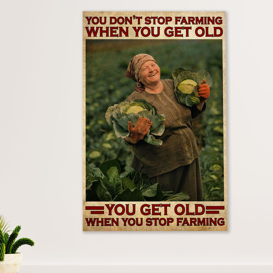 Farming Canvas Wall Art Prints | Get Old When Stop Farming | Home Décor Gift for Farmer