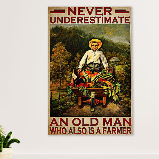 Farming Canvas Wall Art Prints | Old Man Farmer | Home Décor Gift for Farmer