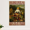 Farming Poster Prints | Old Man Farmer | Wall Art Gift for Farmer
