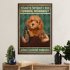 Poodle - Drink Whiskey & Know Things Dog Poster Prints | Wall Art Gift for Poodle Puppies Lover