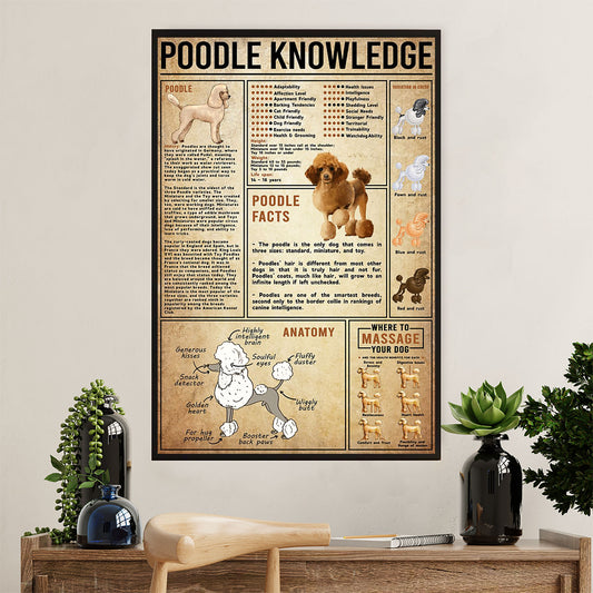 Poodle Knowledge Dog Poster Prints | Wall Art Gift for Poodle Puppies Lover