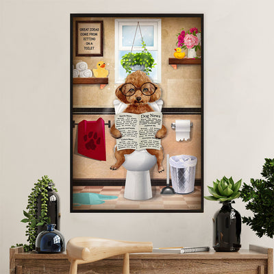 Funny Poodle in Toilet Dog Poster Prints | Wall Art Gift for Poodle Puppies Lover