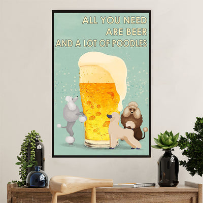 Loves Beer & Poodles Dog Canvas Wall Art Prints | Home Décor Gift for Poodle Puppies Lover