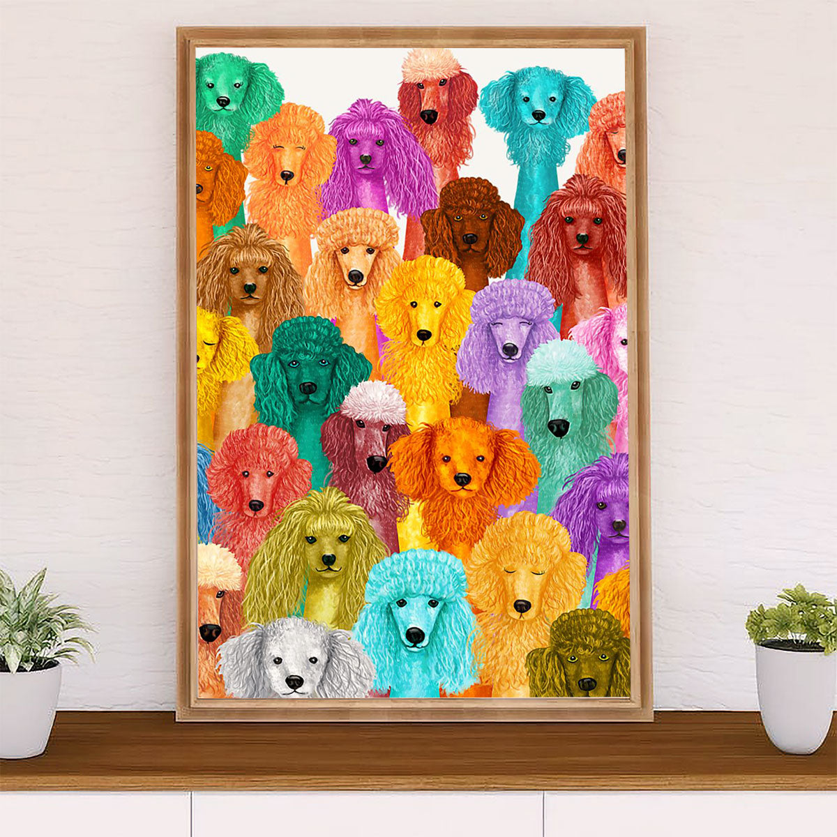 Multi Dog Art Dog Canvas Wall Art Prints | Home Décor Gift for Poodle Puppies Lover