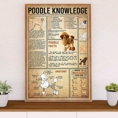 Poodle Knowledge Dog Poster Prints | Wall Art Gift for Poodle Puppies Lover