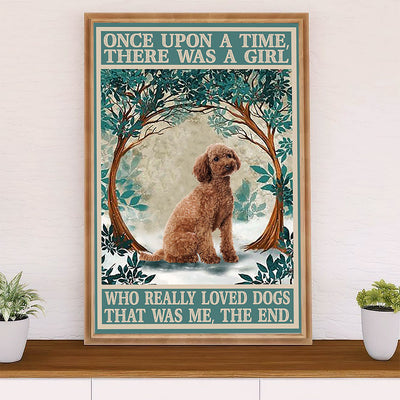 Girl Loves Poodle Dog Poster Prints | Wall Art Gift for Poodle Puppies Lover