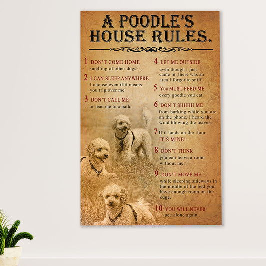 Poodle's House Rules Dog Canvas Wall Art Prints | Home Décor Gift for Poodle Puppies Lover