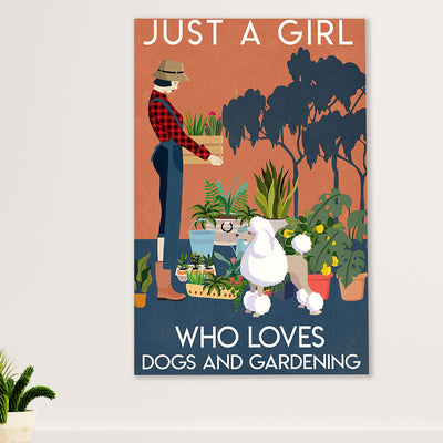 Girl Loves Poodles & Gardening Dog Poster Prints | Wall Art Gift for Poodle Puppies Lover