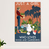 Girl Loves Poodles & Gardening Dog Canvas Wall Art Prints | Home Décor Gift for Poodle Puppies Lover