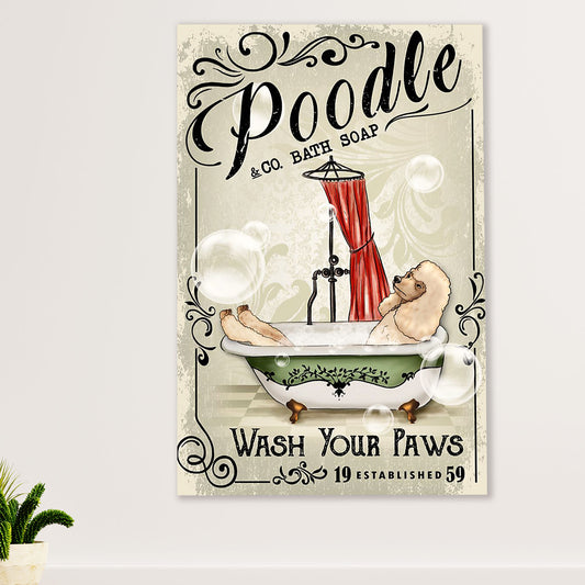 Poodle Co. Bath Soap Dog Canvas Wall Art Prints | Home Décor Gift for Poodle Puppies Lover