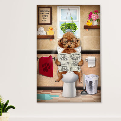 Funny Poodle in Toilet Dog Canvas Wall Art Prints | Home Décor Gift for Poodle Puppies Lover