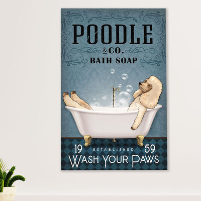 Poodle Co. Bath Soap Dog Poster Prints | Wall Art Gift for Poodle Puppies Lover