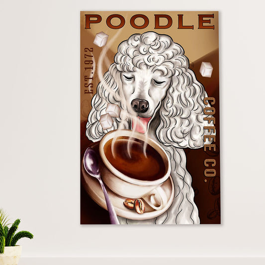 Poodle & Coffee Dog Canvas Wall Art Prints | Home Décor Gift for Poodle Puppies Lover