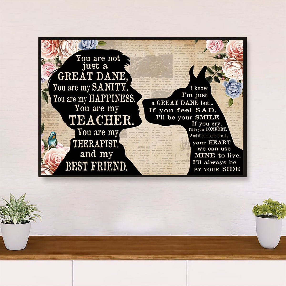 Great Dane From Daddy to Dog Poster Prints | Wall Art Gift for Great Dane Puppies Lover