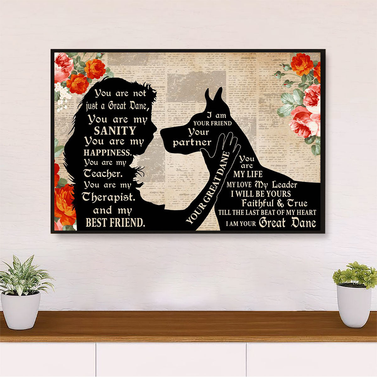 Great Dane From Child to Dog Poster Prints | Wall Art Gift for Great Dane Puppies Lover